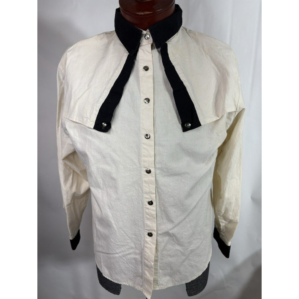 Vintage Rough Rider Shirt Womens XL Cream Black Cut Out Aztec Southwest USA Made